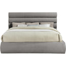  Color_Grey  Size_King  -- Adam Grey Chenille Fabric Upholstered King Bed IMAGE 3
