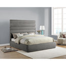  Color_Grey  Size_King  -- Adam Grey Chenille Fabric Upholstered King Bed IMAGE 2