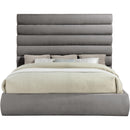  Color_Grey  Size_King  -- Adam Grey Chenille Fabric Upholstered King Bed IMAGE 3