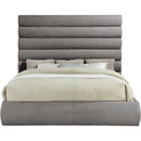 Meridian Adam Grey Chenille Fabric King Bed IMAGE 3