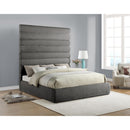  Color_Grey  Size_King  -- Adam Grey Chenille Fabric Upholstered King Bed IMAGE 2