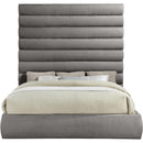  Color_Grey  Size_King  -- Adam Grey Chenille Fabric Upholstered King Bed IMAGE 3