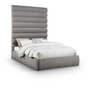 Meridian Adam Grey Chenille Fabric Queen Bed IMAGE 1