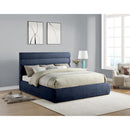  Color_Navy  Size_King  -- Adam Navy Chenille Fabric Upholstered King Bed IMAGE 2