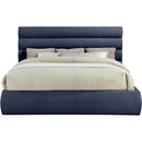  Color_Navy  Size_King  -- Adam Navy Chenille Fabric Upholstered King Bed IMAGE 3