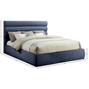  Color_Navy  Size_King  -- Adam Navy Chenille Fabric Upholstered King Bed IMAGE 9
