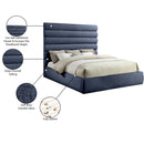  Color_Navy  Size_King  -- Adam Navy Chenille Fabric Upholstered King Bed IMAGE 10