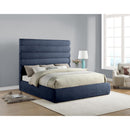  Color_Navy  Size_King  -- Adam Navy Chenille Fabric Upholstered King Bed IMAGE 2