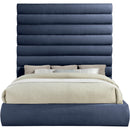  Color_Navy  Size_King  -- Adam Navy Chenille Fabric Upholstered King Bed IMAGE 3