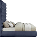  Color_Navy  Size_King  -- Adam Navy Chenille Fabric Upholstered King Bed IMAGE 4