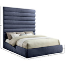  Color_Navy  Size_King  -- Adam Navy Chenille Fabric Upholstered King Bed IMAGE 9
