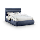  Color_Navy  Size_Queen  -- Adam Navy Chenille Fabric Upholstered Queen Bed IMAGE 1