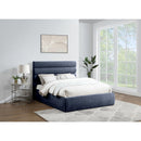  Color_Navy  Size_Queen  -- Adam Navy Chenille Fabric Upholstered Queen Bed IMAGE 2