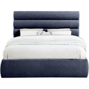 Meridian Adam Navy Chenille Fabric Queen Bed IMAGE 3