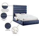  Color_Navy  Size_Queen  -- Adam Navy Chenille Fabric Upholstered Queen Bed IMAGE 10