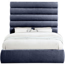  Color_Navy  Size_Queen  -- Adam Navy Chenille Fabric Upholstered Queen Bed IMAGE 3