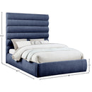  Color_Navy  Size_Queen  -- Adam Navy Chenille Fabric Upholstered Queen Bed IMAGE 9