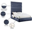  Color_Navy  Size_Queen  -- Adam Navy Chenille Fabric Upholstered Queen Bed IMAGE 10
