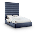 Meridian Adam Navy Chenille Fabric Queen Bed IMAGE 1