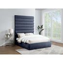  Color_Navy  Size_Queen  -- Adam Navy Chenille Fabric Upholstered Queen Bed IMAGE 2