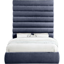  Color_Navy  Size_Queen  -- Adam Navy Chenille Fabric Upholstered Queen Bed IMAGE 3
