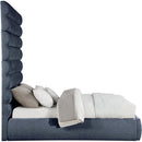  Color_Navy  Size_Queen  -- Adam Navy Chenille Fabric Upholstered Queen Bed IMAGE 4