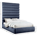  Color_Navy  Size_Queen  -- Adam Navy Chenille Fabric Upholstered Queen Bed IMAGE 9
