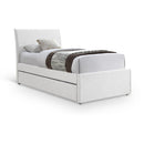  Meridian Myles Cream Linen Textured Fabric Upholstered Twin Trundle Bed IMAGE 1