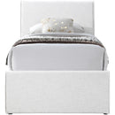  Meridian Myles Cream Linen Textured Fabric Upholstered Twin Trundle Bed IMAGE 3