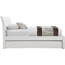  Meridian Myles Cream Linen Textured Fabric Upholstered Twin Trundle Bed IMAGE 4