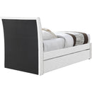  Meridian Myles Cream Linen Textured Fabric Upholstered Twin Trundle Bed IMAGE 5