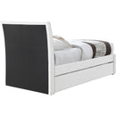 Meridian Myles Cream Linen Textured Fabric Twin Trundle Bed IMAGE 5
