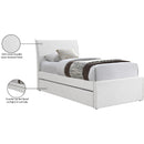  Meridian Myles Cream Linen Textured Fabric Upholstered Twin Trundle Bed IMAGE 8