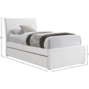  Meridian Myles Cream Linen Textured Fabric Upholstered Twin Trundle Bed IMAGE 9