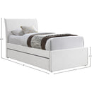 Meridian Myles Cream Linen Textured Fabric Twin Trundle Bed IMAGE 9