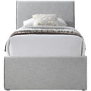  Meridian Myles Grey Linen Textured Fabric Upholstered Twin Trundle Bed IMAGE 3