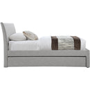  Meridian Myles Grey Linen Textured Fabric Upholstered Twin Trundle Bed IMAGE 4