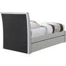  Meridian Myles Grey Linen Textured Fabric Upholstered Twin Trundle Bed IMAGE 5