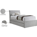  Meridian Myles Grey Linen Textured Fabric Upholstered Twin Trundle Bed IMAGE 8