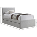 Meridian Myles Grey Linen Textured Fabric Twin Trundle Bed IMAGE 9