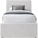  Meridian Myles Cream Chenille Fabric Upholstered Twin Trundle Bed IMAGE 3