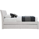  Meridian Myles Cream Chenille Fabric Upholstered Twin Trundle Bed IMAGE 4