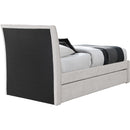  Meridian Myles Cream Chenille Fabric Upholstered Twin Trundle Bed IMAGE 5