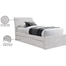  Meridian Myles Cream Chenille Fabric Upholstered Twin Trundle Bed IMAGE 8