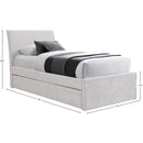  Meridian Myles Cream Chenille Fabric Upholstered Twin Trundle Bed IMAGE 9