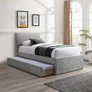  Color_Grey -- Myles Grey Chenille Fabric Upholstered Twin Trundle Bed IMAGE 2