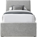  Color_Grey -- Myles Grey Chenille Fabric Upholstered Twin Trundle Bed IMAGE 3