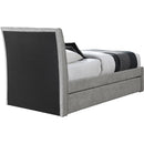 Meridian Myles Grey Chenille Fabric Twin Trundle Bed IMAGE 5