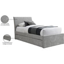  Color_Grey -- Myles Grey Chenille Fabric Upholstered Twin Trundle Bed IMAGE 8