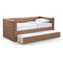  Meridian Beverly Cognac Vegan Leather Upholstered Twin Daybed IMAGE 1